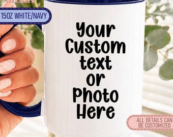 Custom Text & Photo Mug, Photo Upload Custom Mug, Personalized Text on Coffee Mug MD00413.3