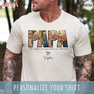 Camiseta personalizada con foto de papá, camiseta personalizada para abuelo con fotos y nombre, regalo para papá de parte de sus nietos, regalo para el Día del Padre 003623