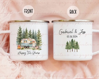 Tin Year Anniversary Mug, Personalized 10th Anniversary Mug, Tin Anniversary Gift, Anniversary Gift for Couple 001904