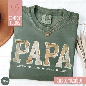 Chemise grand-père couleurs confort, chemise grand-père carte vintage personnalisée, chemise grand-père personnalisée, nouvelle chemise grand-père 003087