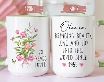 Regalo para el 70 cumpleaños, Taza personalizada para el 70 cumpleaños, Regalo personalizado para el septuagésimo cumpleaños, Taza de café Capítulo Setenta 005673