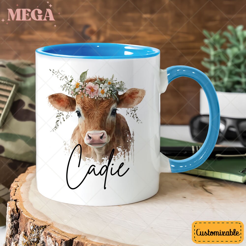 Objet Vache UAREHIBY Cadeaux Sur Le Thème De La Vache, Meilleure Idée Cadeau - Gobelet à Vin Et Chaussettes Pour Femme - Imprimé Vache Mignon De 590 Ml - Sac à Maquillage - Panier Mug Vache