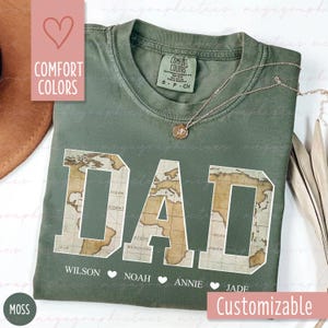 Chemise pour papa couleurs confort, chemise pour papa carte vintage personnalisée, chemise pour papa personnalisée, chemise pour nouveau père 003088