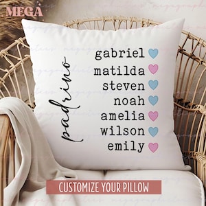 Custom Padrino Pillow, Personalized Padrino Pillow, Padrino with Grandkids' Names Gifts, Custom Padrino Keepsake 003336