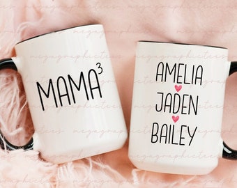 Mama von 3 Becher, Mama von drei Becher, Mutter von drei Becher, Mama von drei Geschenk, Muttergeschenk für Mutter von 3, Mama von drei Geschenk 001503
