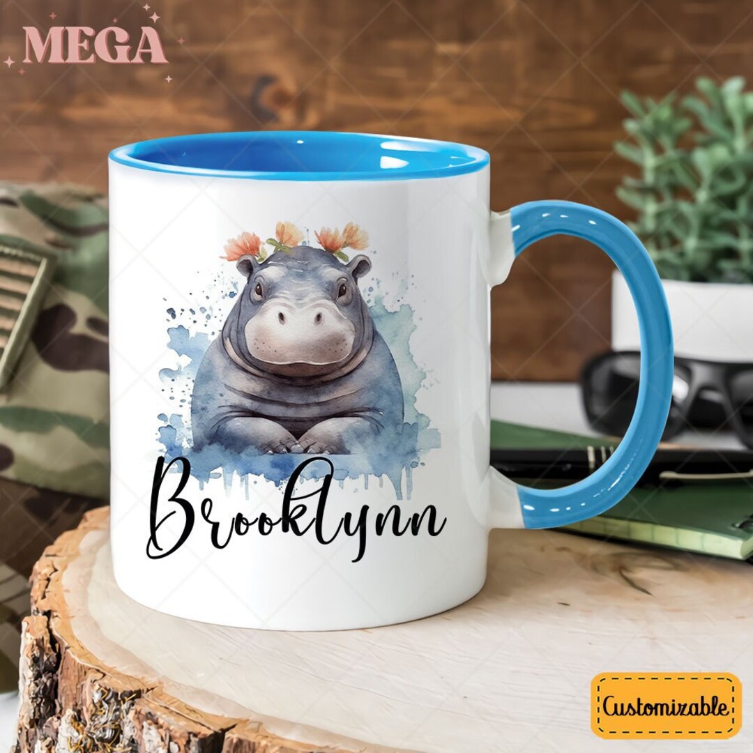 Personalized Hippo Mug, Cute Hippo Mug, Hippo Coffee Mug, Hippo Mug
