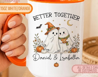 Custom Halloween Couple Mug, Personalized Couple Boo Mug, Spooky Together Gift, all Coffee Cup for Couples MD00296