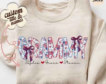 American Grammy Shirt, Patriotic Grammy  Shirt, Personalized Grammy and Kids' Names Shirt, Custom Grammy Shirt, Sweatshirt 006761