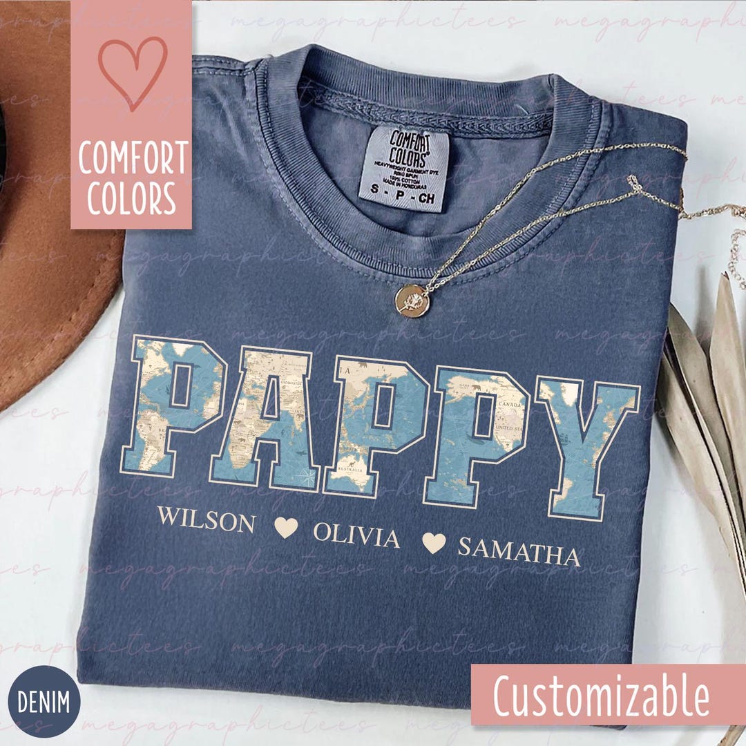 Comfort Colors Pappy Shirt, Personalized Pappy Shirt, Custom Pappy ...