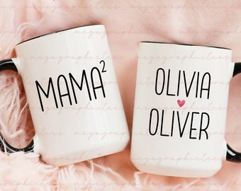 Personalized Mama of 2 Mug, Mama of Two Mug, Mom of Two Mug, Mama of Two Gift, Mother's Gift for Twin Mom, Mom of Both Mug 001499