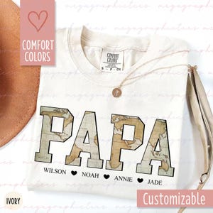 Camisa do Papai com os nomes dos netos, Camisa personalizada do Papai com cores confortáveis, Presente personalizado para o Papai, Camisa para o novo avô 003512