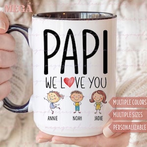 Personalized Papi Gifts, Custom Papi Mug, Papi with Kids' Names Gifts, Customize Gift for Papi 003487