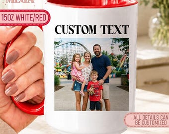 Custom Text & Photo Mug, Photo Upload Custom Mug, Personalized Text on Coffee Mug MP00494