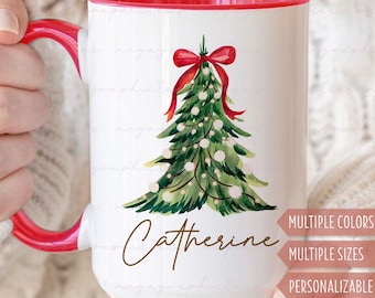 Custom Christmas Mug, Personalized Christmas Mug, Christmas Tree Mug, Custom Name Christmas Mug 004887