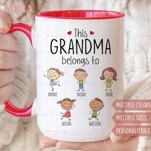 Gepersonaliseerde omacadeaus, aangepaste omamok, oma met namen van kinderen, cadeau voor oma aanpassen 003404