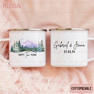 Benutzerdefinierter Zinnjahr-Becher, personalisierter Zinnjahr-Jubiläumsbecher, Zinn-Jahr-Jubiläumsgeschenk, Jahrestagsgeschenk für Paare 001959