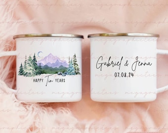 Custom Tin Year Mug, Personalized Tin Year Anniversary Mug, Tin Year Anniversary Gift, Anniversary Gift for Couple 001959