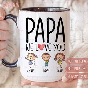 Gepersonaliseerde papacadeaus, aangepaste papamok, papa met kindernamen cadeaus, cadeau voor papa aanpassen 003485
