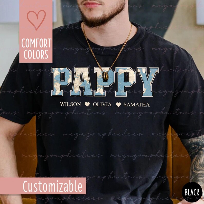 Comfort Colors Pappy Shirt, Personalized Pappy Shirt, Custom Pappy ...