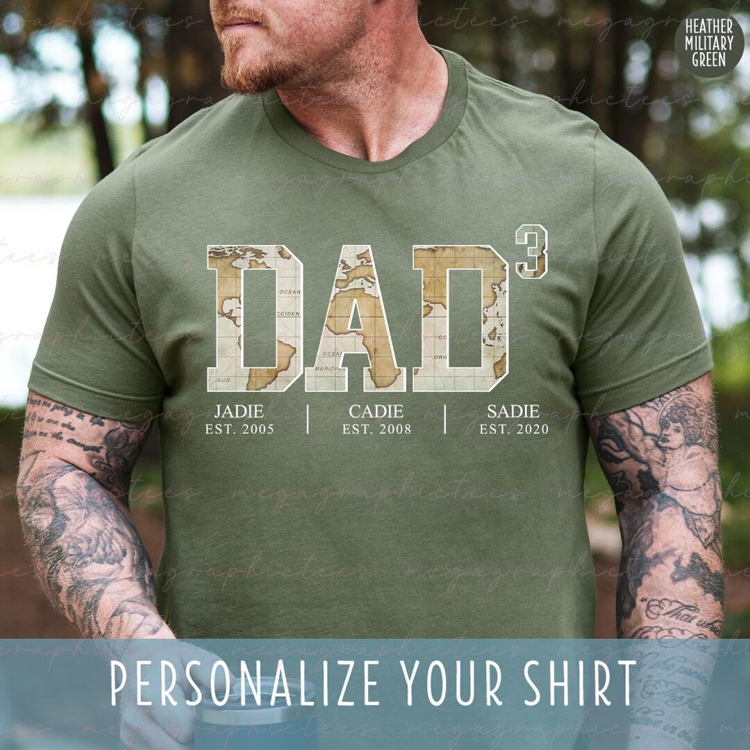 Custom Dad Shirt With Kids' Names, Personalized Dad of 3 Kids Shirt ...
