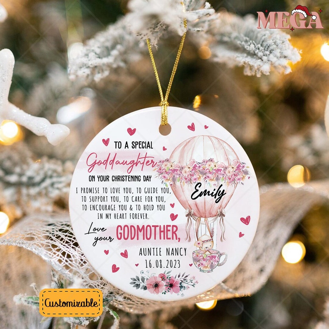 Personalized Goddaughter Ceramic Ornament Baptism Ornament Etsy