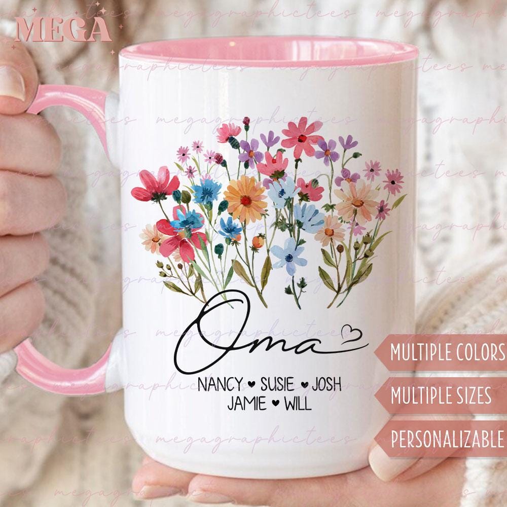 Custom Oma Mug, Personalized Oma Mug, Wildflowers Oma Mug, Customized Oma Gifts, Gift for Oma 003147