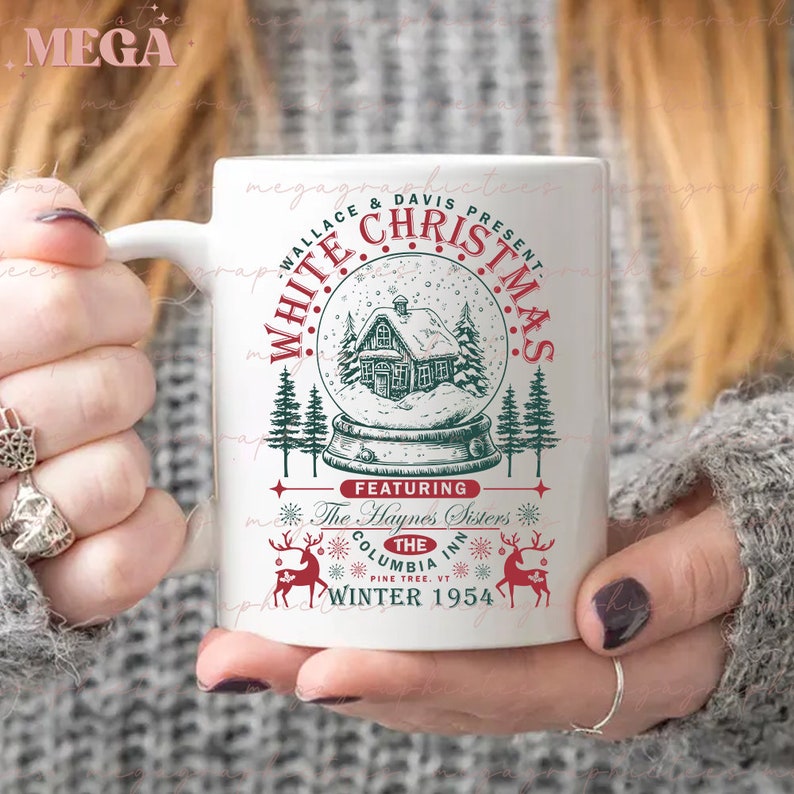 Christmas Movie Mug, White Christmas Mug, Columbia Inn Pine Tree Vermont Christmas Mug 002068