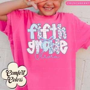 Fifth Grade Girl Shirt, Personalized 5th Grade Girl Shirt, Coquette Back to School Shirt for Girls, Custom Grade 5 Kid Shirt 004090