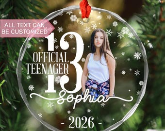 Personalized 13th Birthday Ornament, Custom Photo Gift for Teenager, Thirteen Birthday Gift, Birthday Gift for Kids MD00452