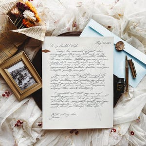 Carta de caligrafía manuscrita personalizada para el Día de la Madre / Regalo personalizado con mini foto enmarcada opcional l Regalo personalizado para el Día de la Madre