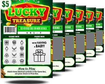 6 or 12 PACK - Pregnancy Announcement Lottery Scratch-Off Tickets - For Baby Announcement to Husband, Grandparents, Family and Friends!