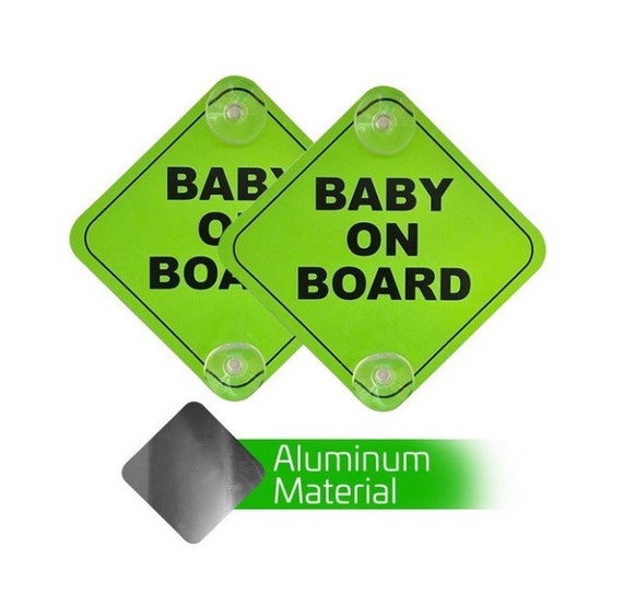 Baby On Board SAFETY Car Window Suction Cup Yellow REFLECTIVE Warning Sign 5x5/"