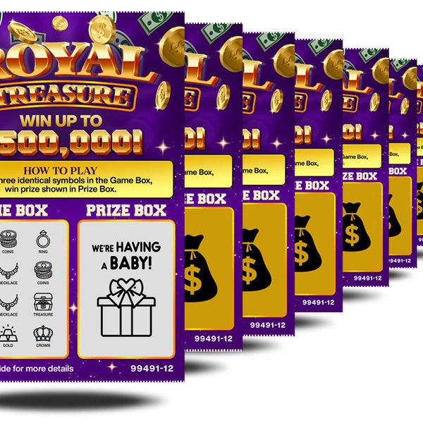 7 or 14 PACK - Pregnancy Announcement Lottery Scratch-Off Tickets - For Baby Announcement to Husband, Grandparents, Family and Friends!