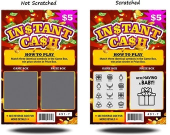 Pregnancy Announcement Scratch Off Lottery Ticket – Baby Reveal