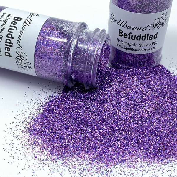 Befuddled || Medium Purple Holographic Fine Glitter (.015), Polyester Purple Holographic Glitter, Solvent Resistant Glitter, 2oz by weight