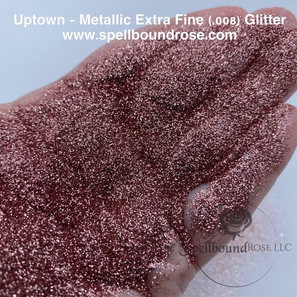 Polyester Rose Gold Extra Fine Glitter (.008), Metallic Rose Gold Glitter, Extra-Fine Rose Gold, “Uptown”, Solvent Resistant, 2oz by weight