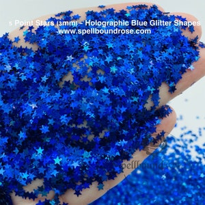 Bulk Glitter - Blauer holografischer 5-Punkt-Stern-Glitzer, 4 Unzen nach Gewicht, 3 mm blauer Stern-Glitzer, kleiner blauer Stern-Konfetti, lösungsmittelbeständiger Glitter