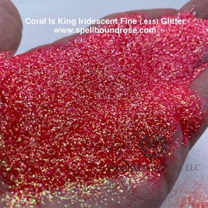Coral Is King || Transparent Fine Glitter (.015), Coral Peach Color Shift Glitter, Solvent Resistant, 2oz by weight