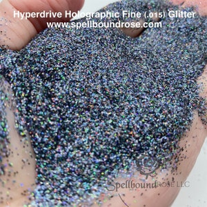 Polyester Steel Grey Holographic Fine Glitter (.015), Steel Grey Holographic Glitter, “Hyperdrive”, Solvent Resistant glitter, 2oz by weight