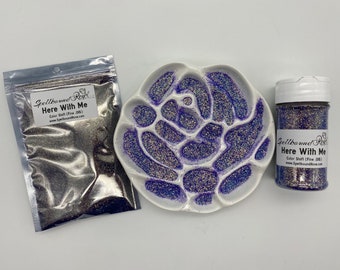 Color Shift Fine Glitter (.015), Purple to Blue Glitter, "Here With Me" Solvent Resistant, 2oz by weight