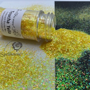 Iridescent Yellow Chunky Mix Glitter, Yellow Glitter, Polyester Chunky Mix Glitter, "Toucha Yella" Solvent Resistant, 2oz by weight