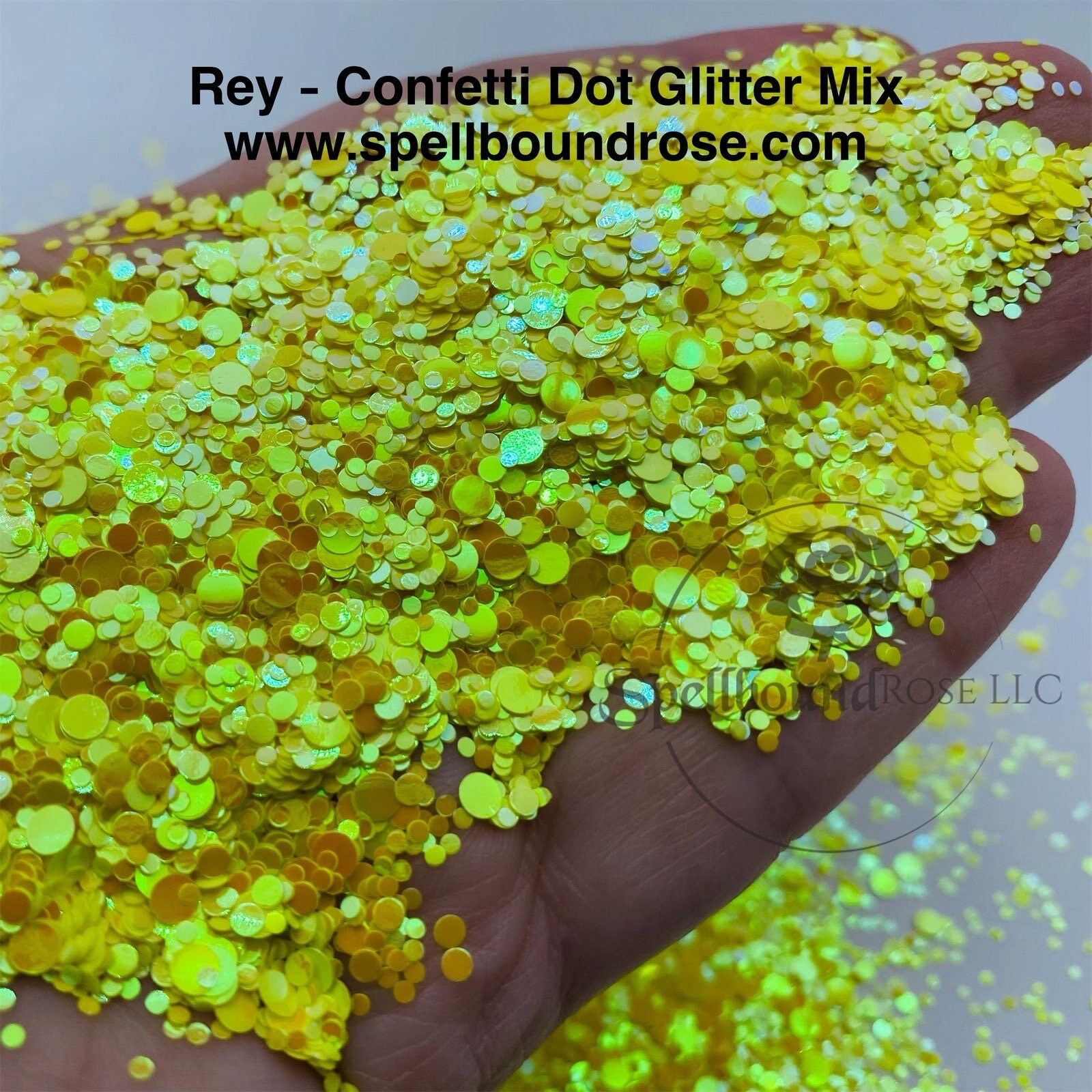 Rey Yellow Confetti Dot Glitter Yellow Dots Yellow Glitter Mixed Dots Glitter Solvent Resistant Glitter 2oz by weight