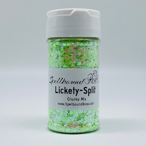 Green & Pink Glitter, Polyester Green and Pink Chunky Glitter Mix, “Lickety-Split”, Solvent Resistant, 2oz by weight