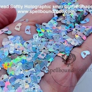 Purpurina holográfica plateada con forma de pies de bebé (8 mm), confeti plateado pequeño con forma de pies. "Pisa con suavidad", purpurina resistente a disolventes, 28 g (1 oz)