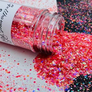 Coral Opal Mini Chunky Mix Glitter, Polyester Chunky Mix Glitter, "Salutations" Solvent Resistant, 2oz by weight