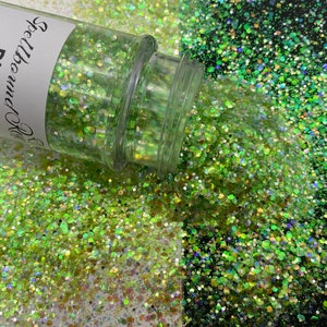 Green Opal Mini Chunky Mix Glitter, Polyester Chunky Mix Glitter, "Pickling" Solvent Resistant, 2oz by weight