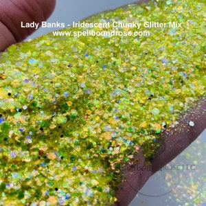 Yellow Opal Mini Chunky Mix Glitter, Polyester Chunky Mix Glitter, "Lady Banks" Solvent Resistant, 2oz by weight