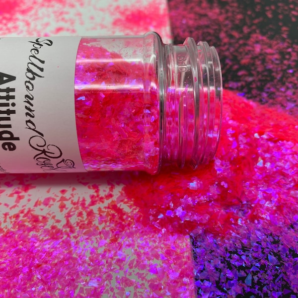 Color Shift Glitter Shards, Hot Pink to Purple Glitter, Glitter flakes, Shard Glitter, "Attitude”, Solvent Resistant, 1oz by weight