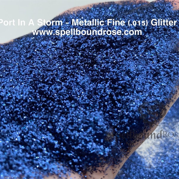 Polyester Navy Blue Fine Glitter (.015), Metallic Navy Blue Glitter, "Port In A Storm" Solvent Resistant, 2oz by weight