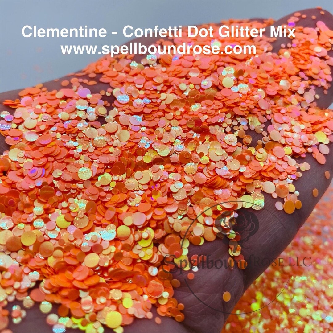 Bulk Glitter clementine, 1lb by Weight, Neon Orange Confetti Dot Glitter, Neon Orange Dots